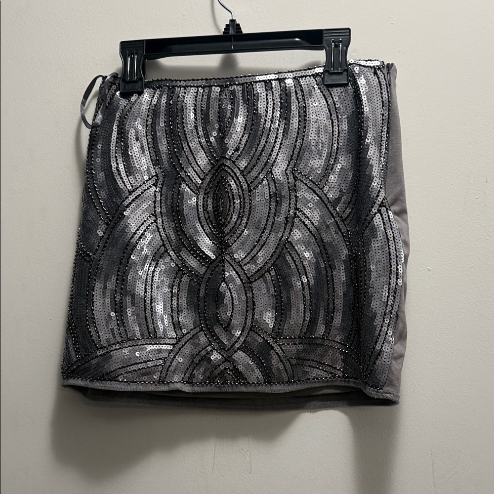 Gianni Bini Silver Sequin Mini Skirt